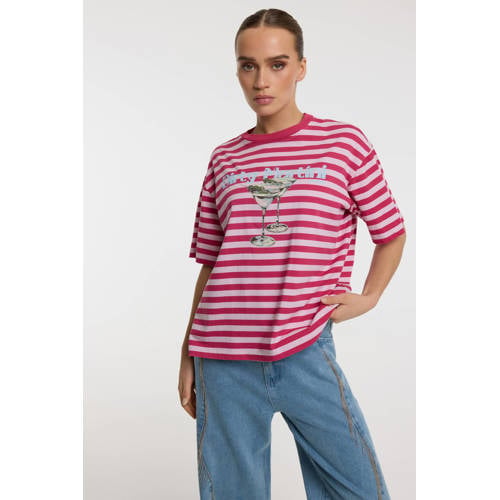Refined Department gestreepte T-shirt roze afbeelding