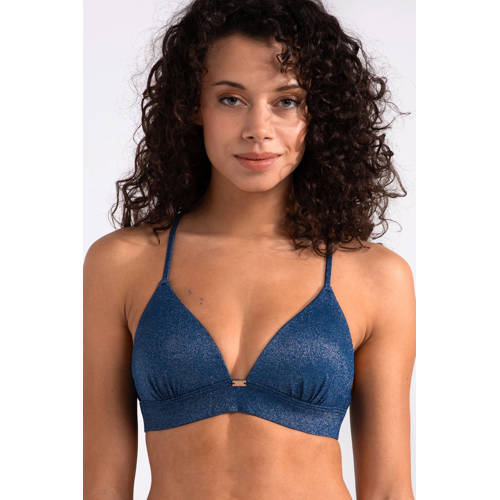 Sam Friday voorgevormde triangel bikinitop Drift met lurex donkerblauw afbeelding