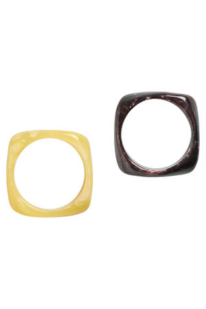 armband PCPELLI - bruin/geel (set van 2)