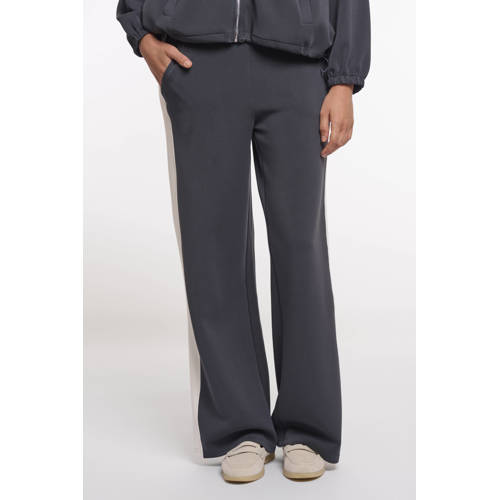 Rino & Pelle wide leg high waist gestreepte broek grijs afbeelding