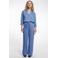 Rino & Pelle wide leg high waist casual broek medium blue denim