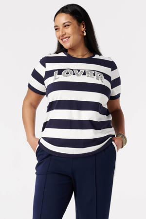 gestreepte T-shirt donkerblauw