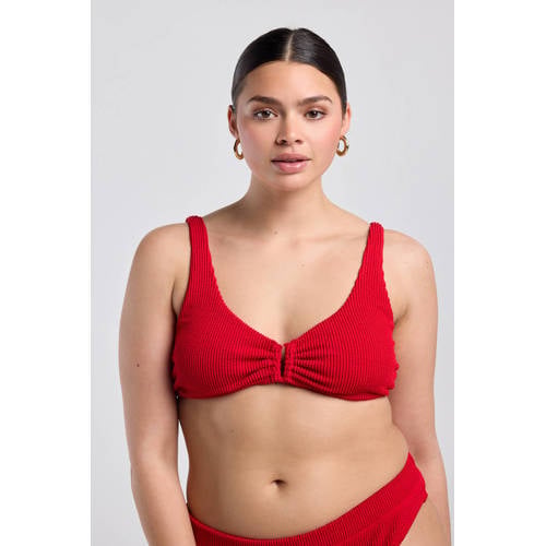 America Today niet-voorgevormde bikinitop Willow met textuur rood afbeelding