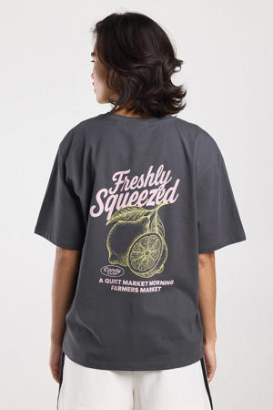 T-shirt met backprint grijs