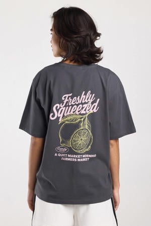 T-shirt met backprint grijs