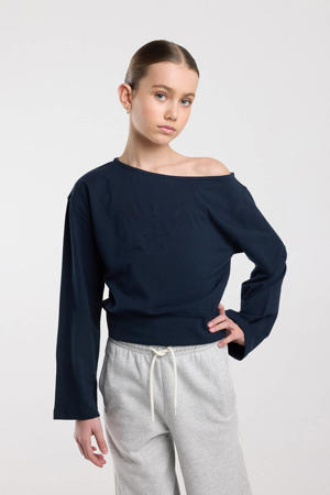 off shoulder top donkerblauw