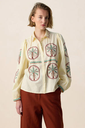 blouse lichtgeel broderie