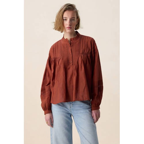 Sissy-Boy blousetop roodbruin broderie afbeelding