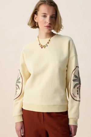 sweater lichtgeel broderie