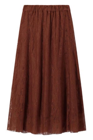 kanten midi rok donkerrood