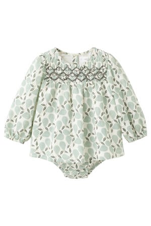 jurk met bloomer groen/wit