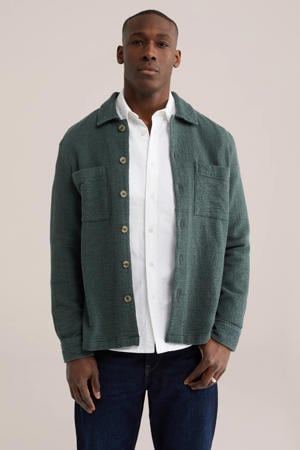 overshirt met textuur donkergroen