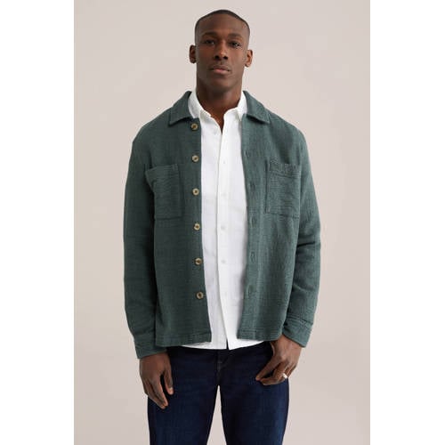 WE Fashion overshirt met textuur donkergroen afbeelding
