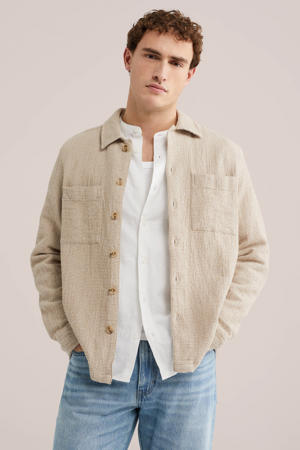 overshirt met textuur beige