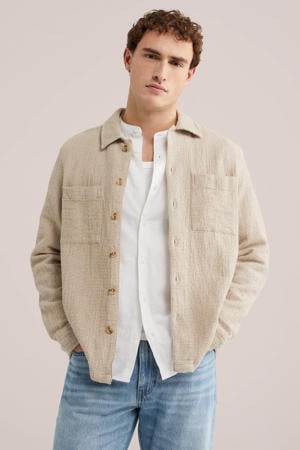 overshirt met textuur beige