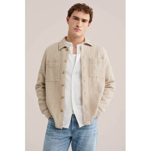 WE Fashion overshirt met textuur beige afbeelding