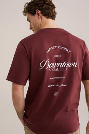 relaxed T-shirt met backprint donkerrood