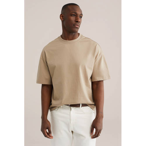 WE Fashion boxy T-shirt beige afbeelding