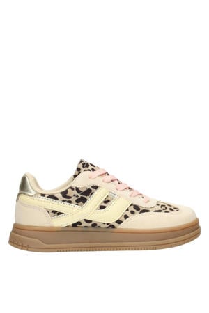 sneakers beige met dierenprint