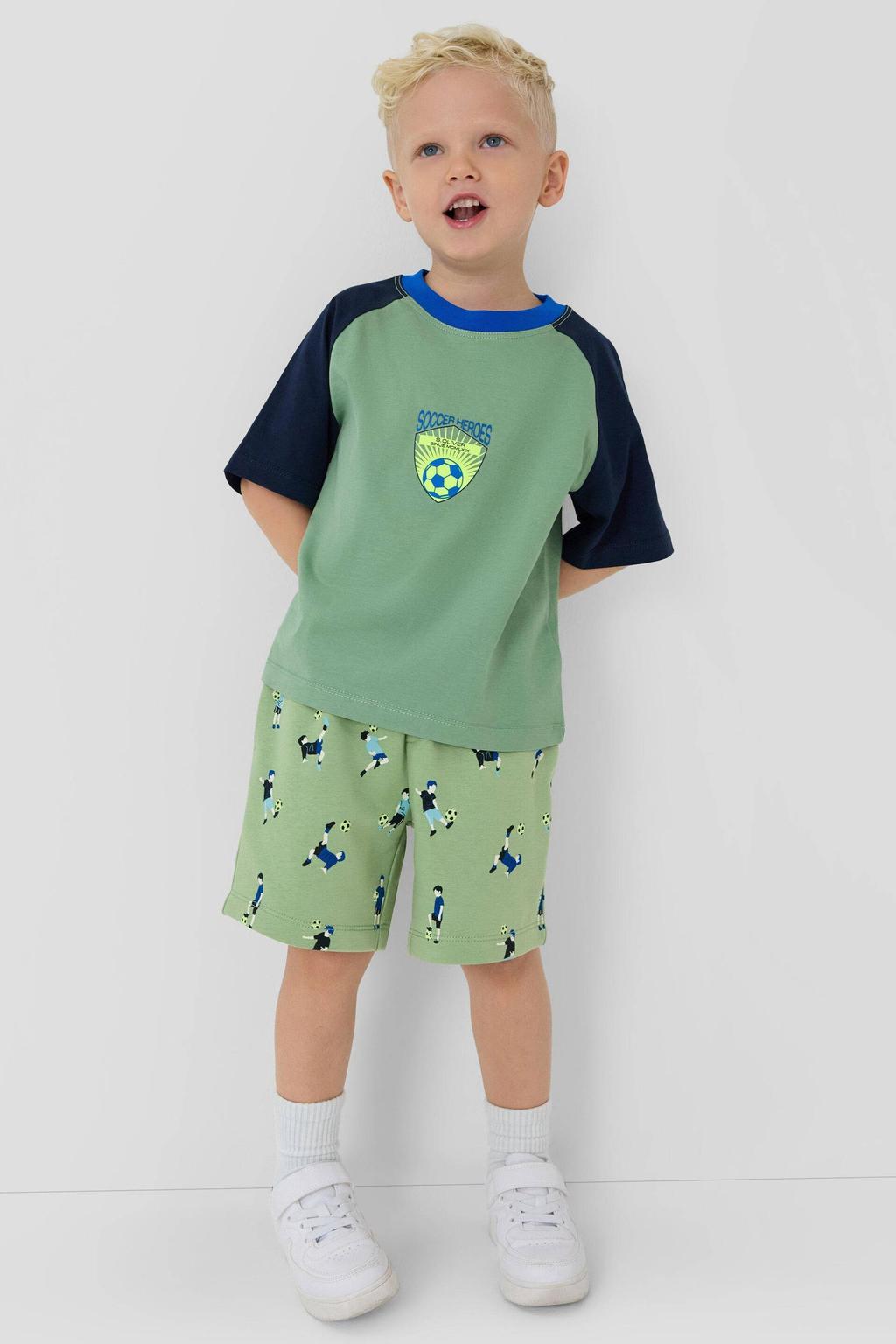 Groene jongens s.Oliver regular waist sweatshort met loose fit en elastische tailleband