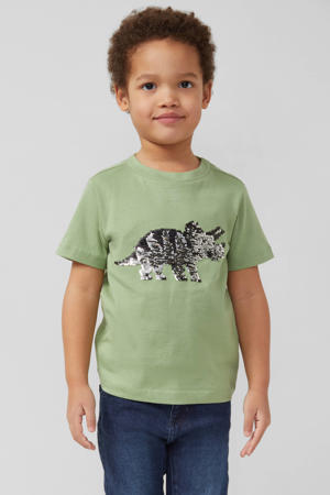 T-shirt lichtgroen met pailletten