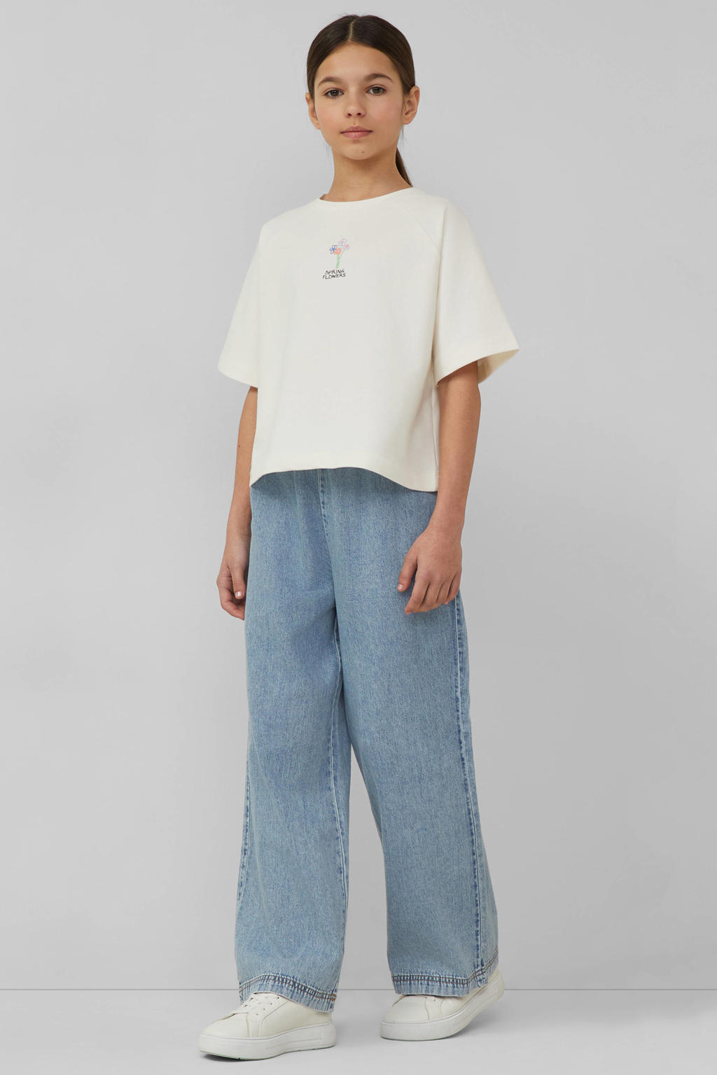 Light blue denim meisjes s.Oliver high waist regular fit jeans van denim met effen