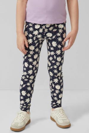 slim gebloemde legging donkerblauw