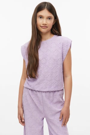mouwloze top lila
