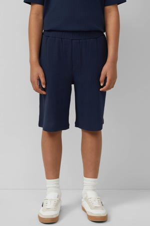 wide leg sweatshort donkerblauw met textuur