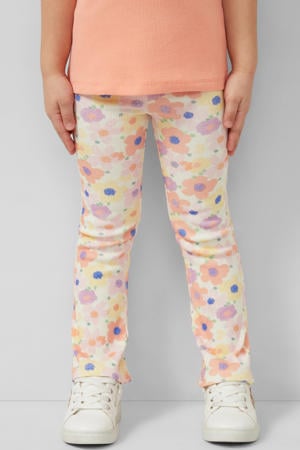 gebloemde legging ecru rib gebreid