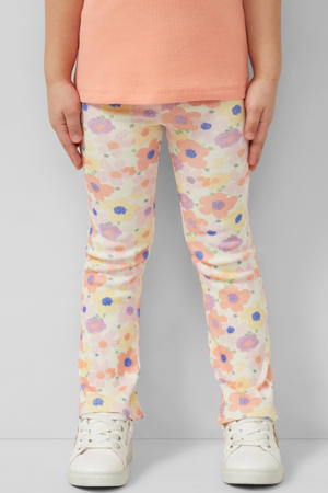 gebloemde legging ecru rib gebreid
