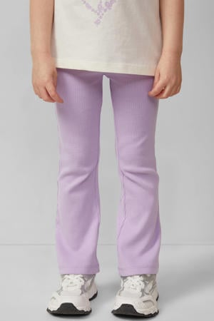 gebloemde legging lila rib gebreid