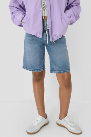 regular waist short medium blue denim
