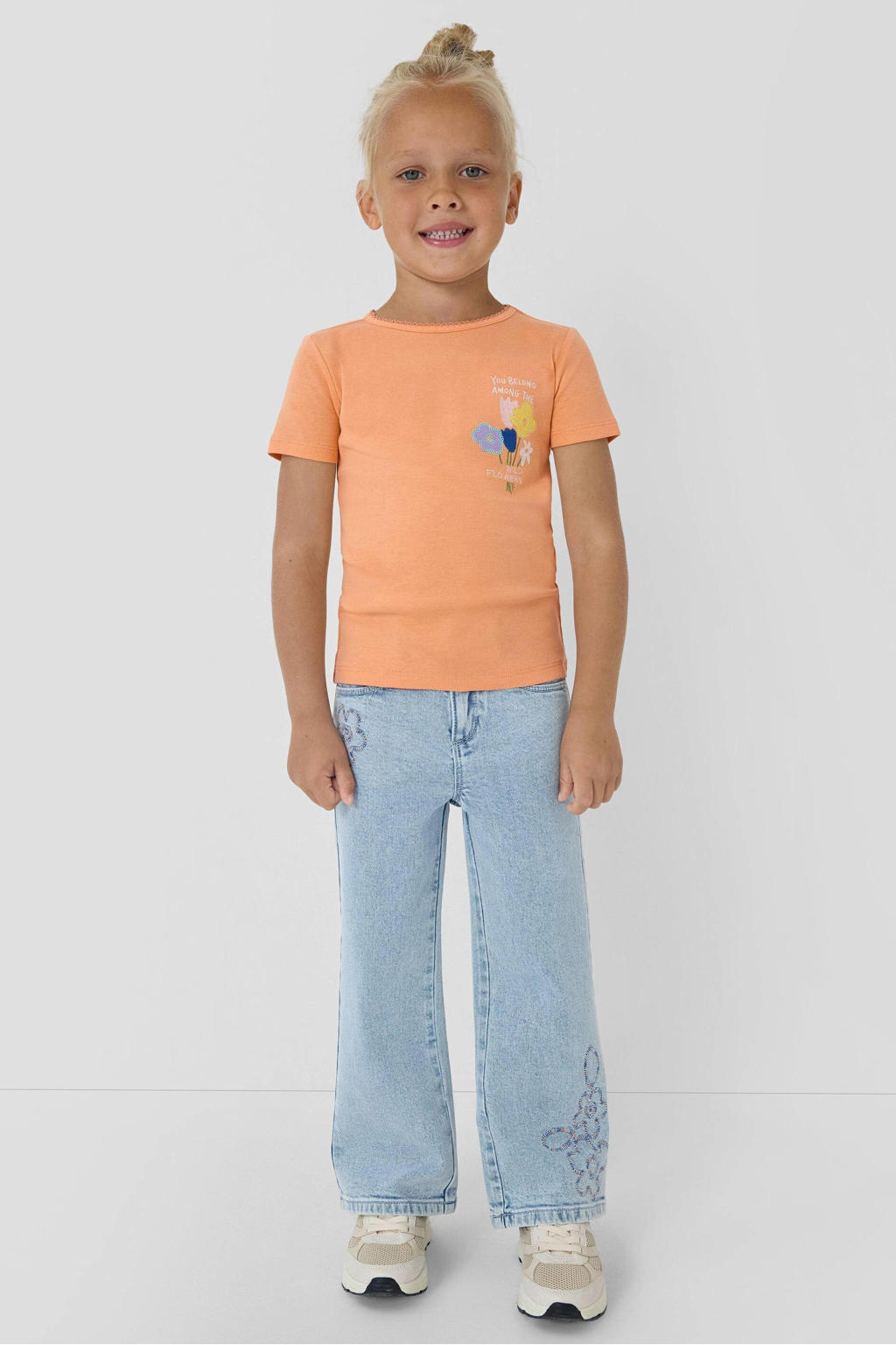 Light blue denim meisjes s.Oliver high waist regular fit jeans van stretchdenim met effen