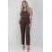 Accentil satijnen regular high waist pantalon donkerbruin