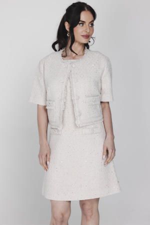 cropped blazer met wol beige