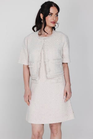 cropped blazer met wol beige