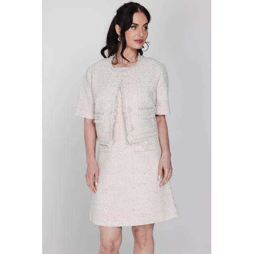 Accentil cropped blazer met wol beige afbeelding