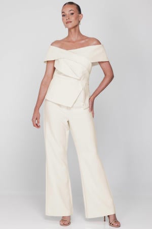 wide leg high waist pantalon ecru