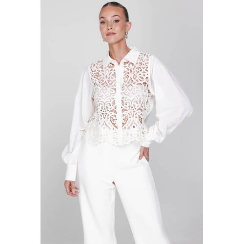 Accentil kanten blouse ecru afbeelding