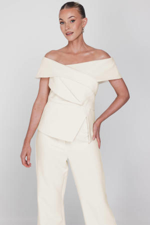 asymmetrische top ecru