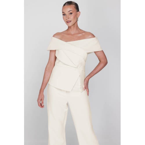 Accentil asymmetrische top ecru afbeelding