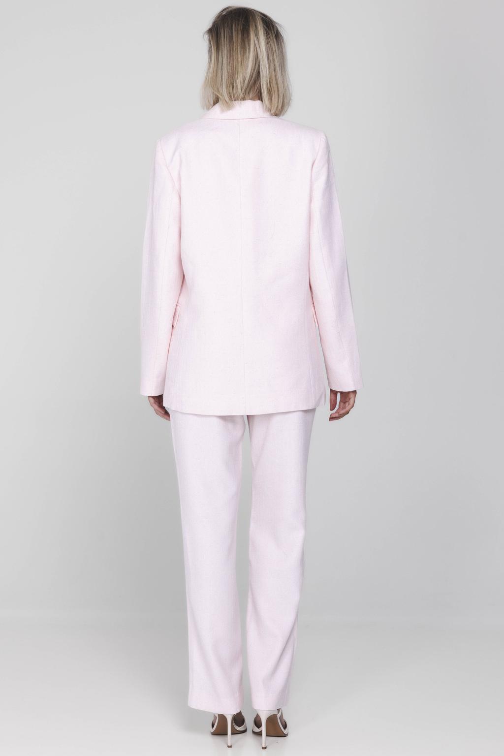 Lichtroze dames Accentil regular blazer van rayon met effen, lange mouwen, reverskraag, knoopsluiting en omslagdetail