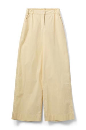 wide leg high waist broek lichtgeel