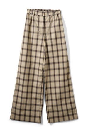 wide leg high waist geruite broek grijsbruin