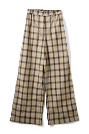 wide leg high waist geruite broek grijsbruin