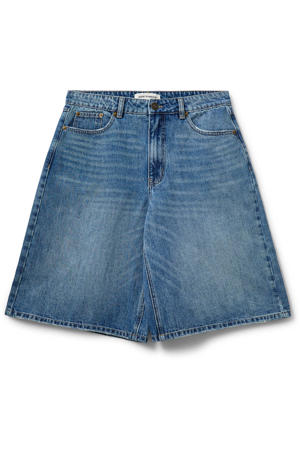 denim wide leg regular waist jort medium blue denim