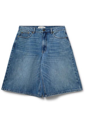 denim wide leg regular waist jort medium blue denim