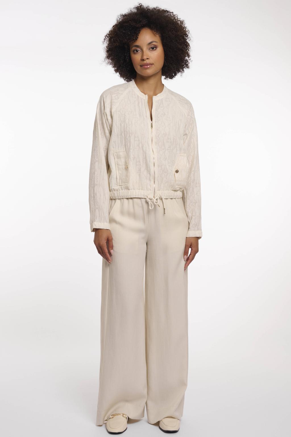 Beige dames Rino & Pelle bomberjack van viscose met lange mouwen en ronde hals