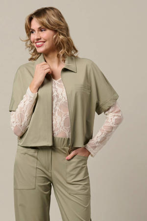 cropped blazer kaki